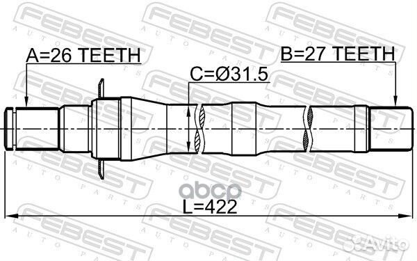 Полуось правая 27x422x26 hyundai IX35/tucson 10