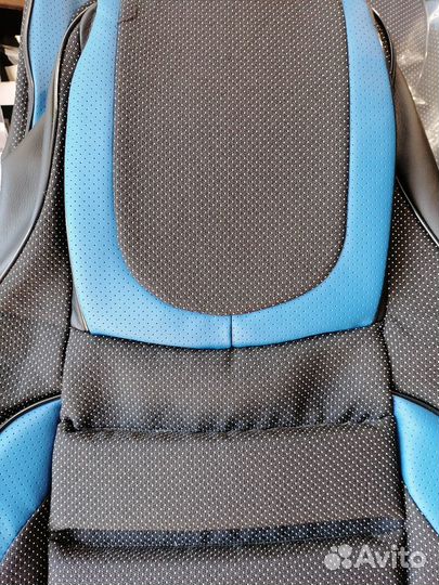 Чехлы на Приору черно синие