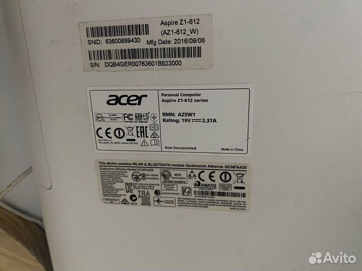 Моноблок acer aspire z1-612