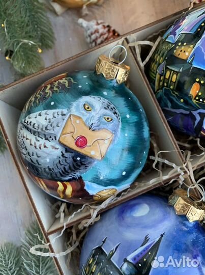 Новогодний шар гарри поттер бокс шар ручой росписи