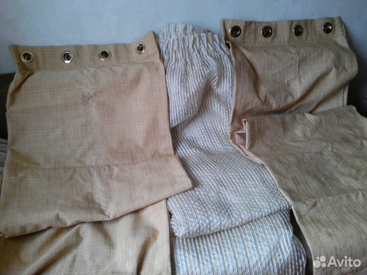 Карниз золотого цвета + шторы+ органза