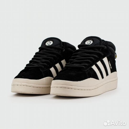 Кроссовки Adidas Campus Black / White with Fur