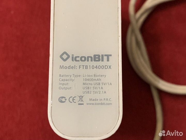 Внешний аккумулятор iconBIT FTB10400DX 10400 mAh