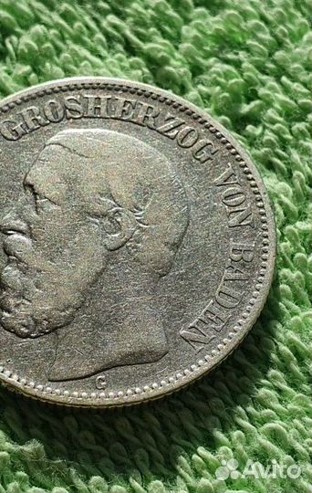 2 марки 1876 год G., Баден герцогство