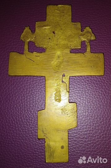 Крест киотный распятие бронза эмали Россия 19 в
