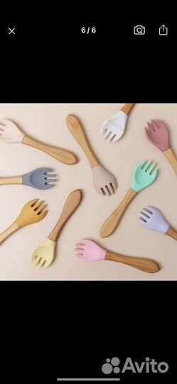 Силиконовая ложка и вилка детская