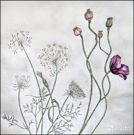 Картина акварель цветы