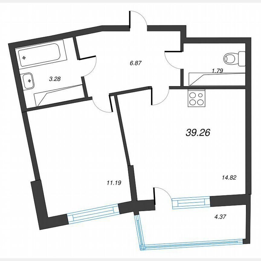 1-к. квартира, 42,3 м², 20/22 эт.
