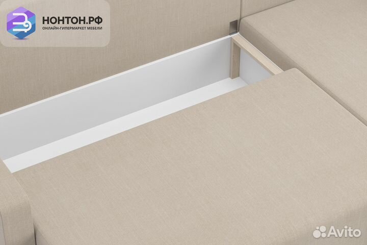 Диван угловой еврокнижка Мидгард бежевый