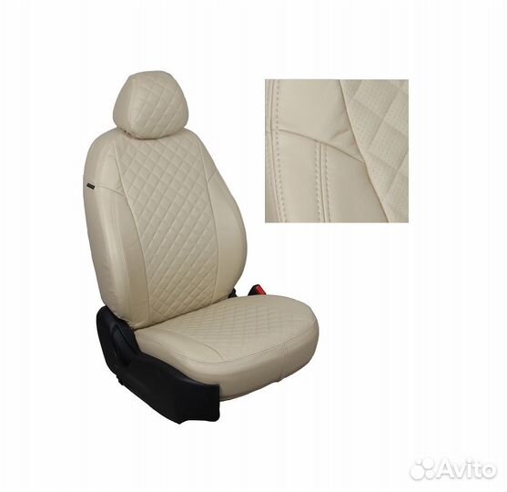 Авточехлы Автопилот из экокожи, бежевые пошив Ромб