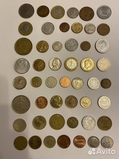 Иностранные монеты 50 шт