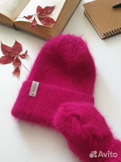 Шапка женская вязаная из пуха норки