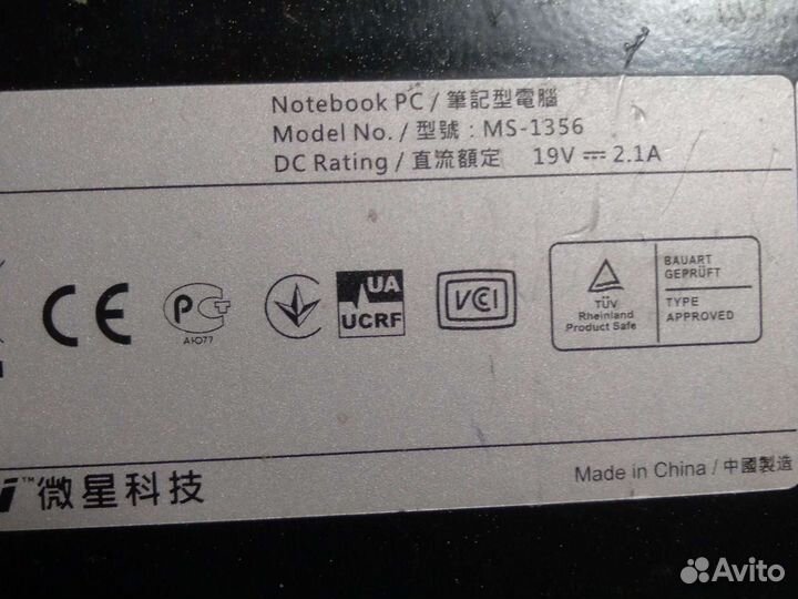 Ноутбук msi MS-1356