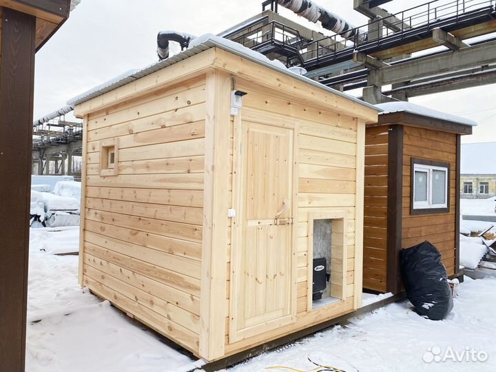 Готовая каркасная баня под ключ 2,3х3 метра