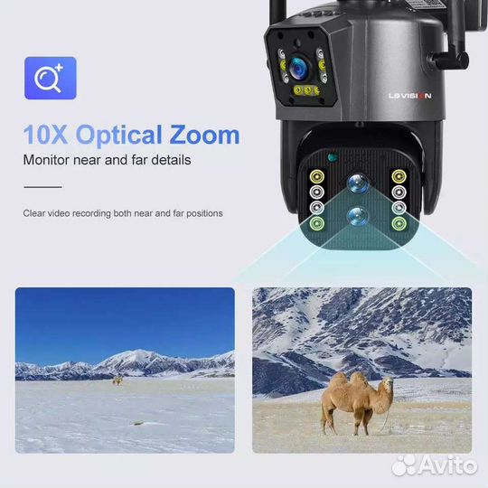 IP камера с тремя объективами 4MP LS vision 4K