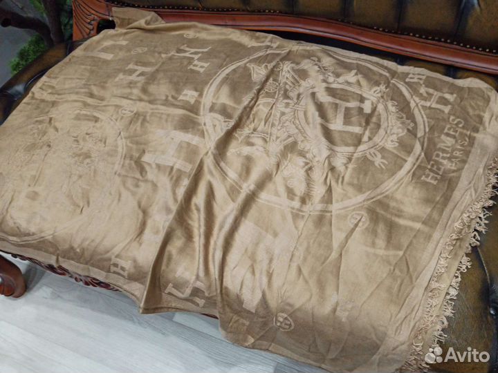 Палантин теплый hermes кашемир/шелк Франция