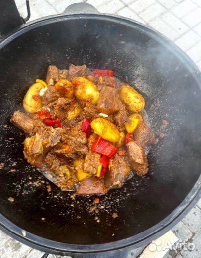 Казан чугунный + печь + половник + специи