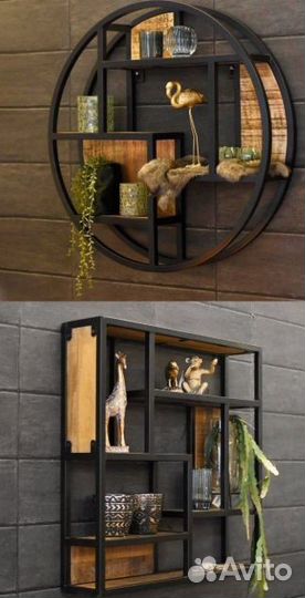 Полки, стеллажи из металла и дерева