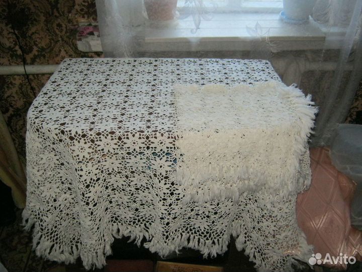 Винтажная старинная скатерть и дорожка комплект