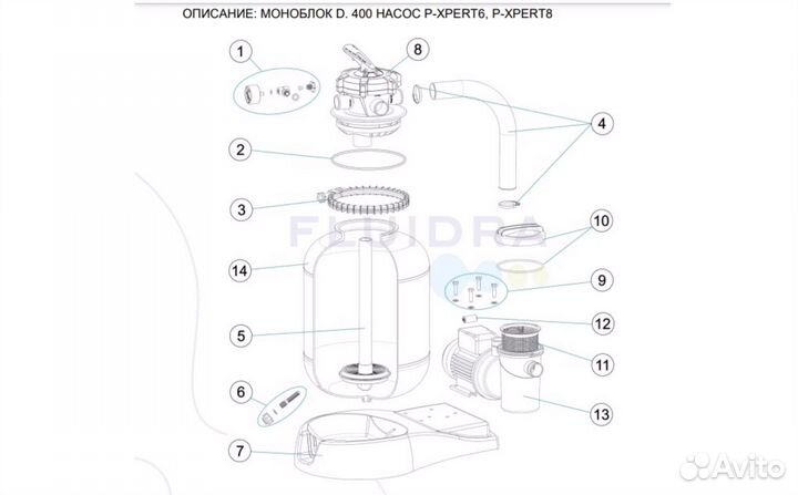 Фильтр для бассейна idrania xpert 400-6 м3/ч-песоч