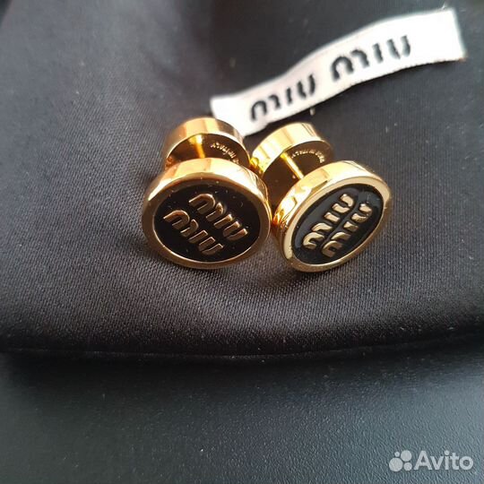 Серьги Miu Miu пуссеты черные