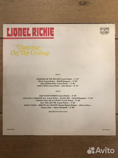 Пластинка Lionel Richie Dancing on the Ceiling