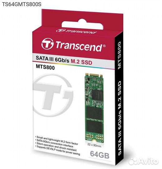Диск SSD Transcend MTS800S M.2 2280 64GB SATA III