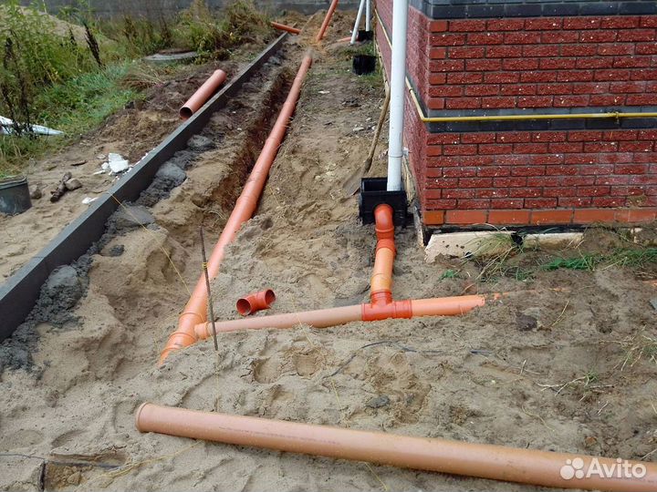 Дренаж участка и фундамента,ливневка,траншеи