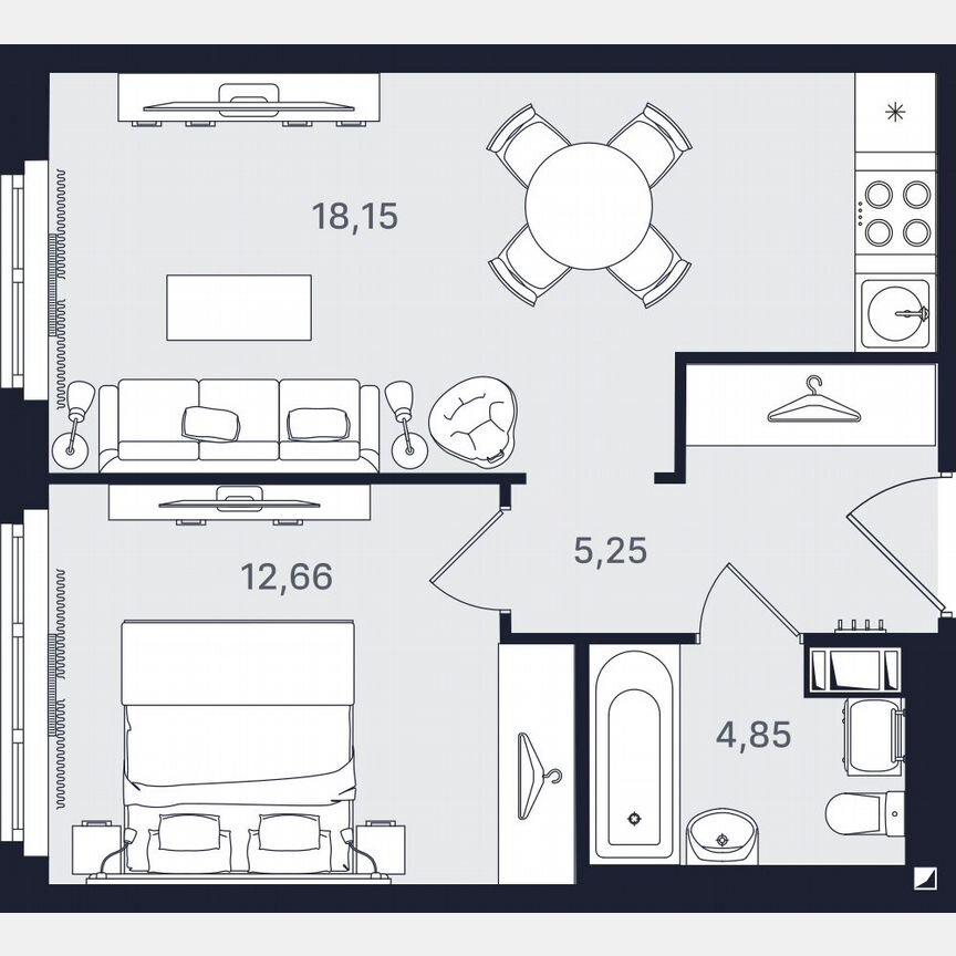 2-к. апартаменты, 40,9 м², 7/24 эт.