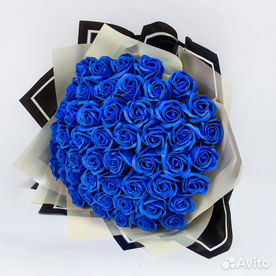 Букет из 51 мыльной,синей розы