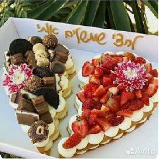 Торт сердце, цифра, буква, звезда