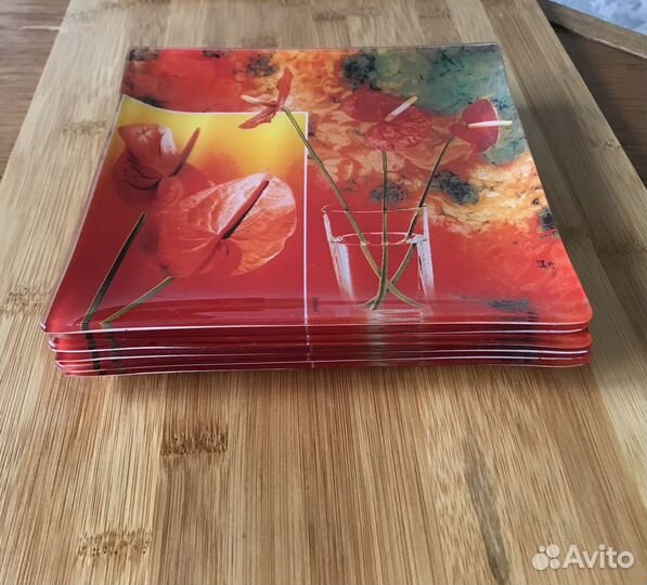 Набор тарелок квадратных стекло