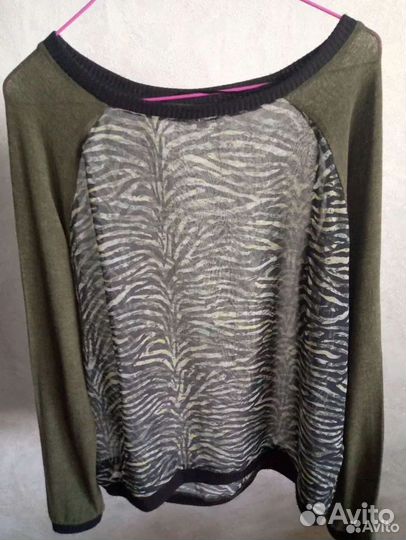 Лонгслив прозрачный с принтом зебра 46 sOliver