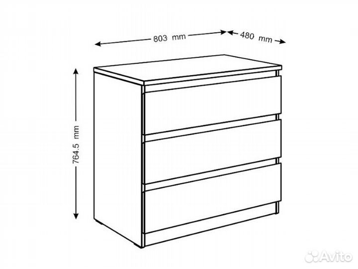Мальта комод 3 ящика 80х76 Белый