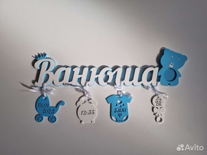 Именная детская метрика для новорождённого