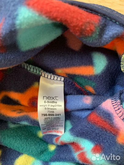 Флисовый комбинезон/ поддёва Next 6-9 мес на молни