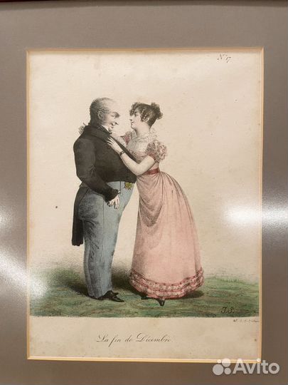 Старинные гравюры Французская мода Оригинал