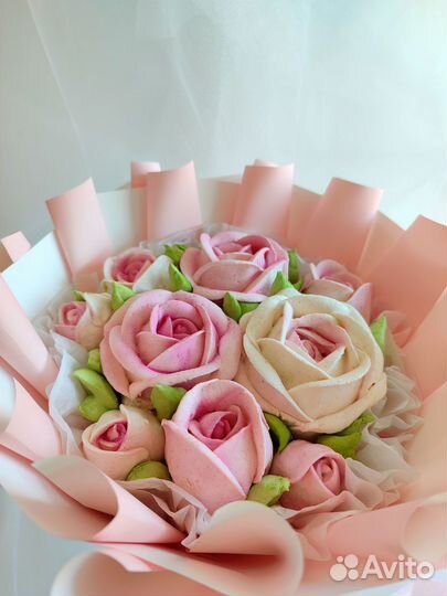 Съедобный букет из зефирных роз на заказ