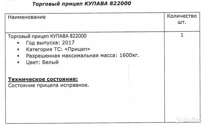 Прицеп Купава 822000, 1600 кг, рефрижератор