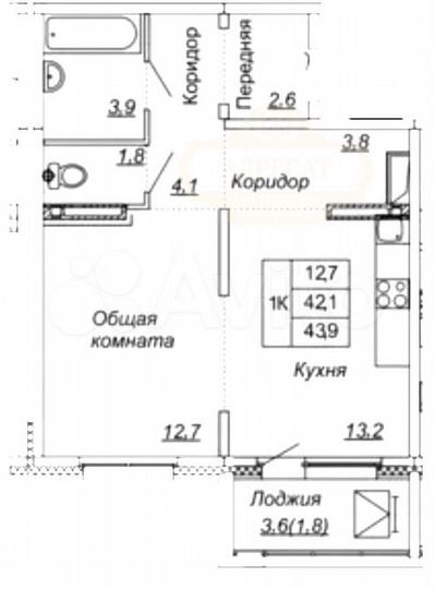 1-к. квартира, 44 м², 12/17 эт.