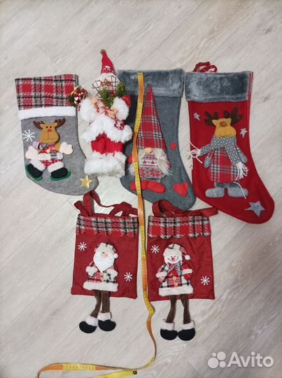 Новогодний декор, дед мороз, сапоги подарочные