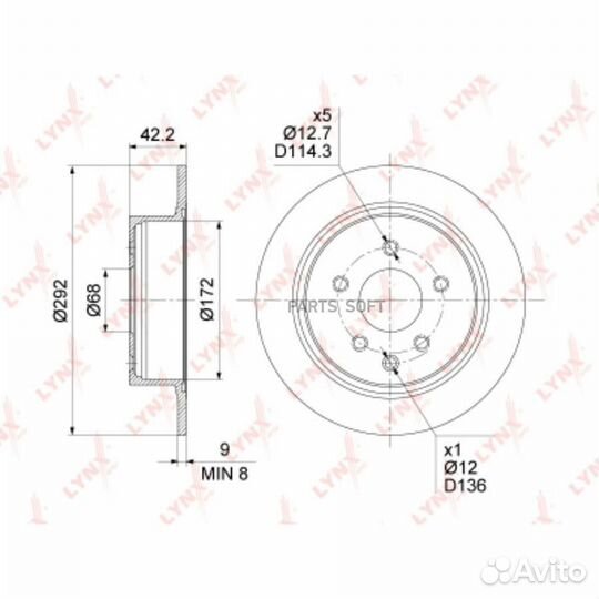Lynxauto BN-1793 Диск тормозной задний (292x9) nis
