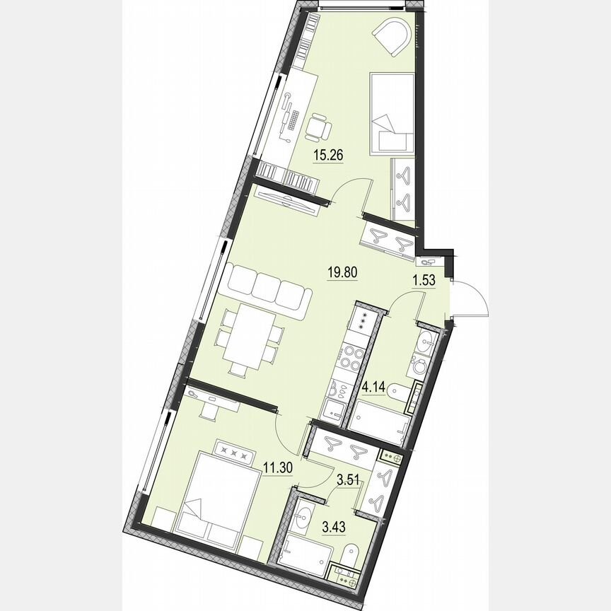 2-к. квартира, 59 м², 8/16 эт.