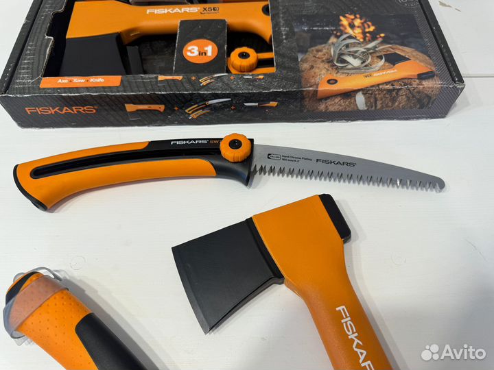 Fiskars набор (топор, пила, нож)
