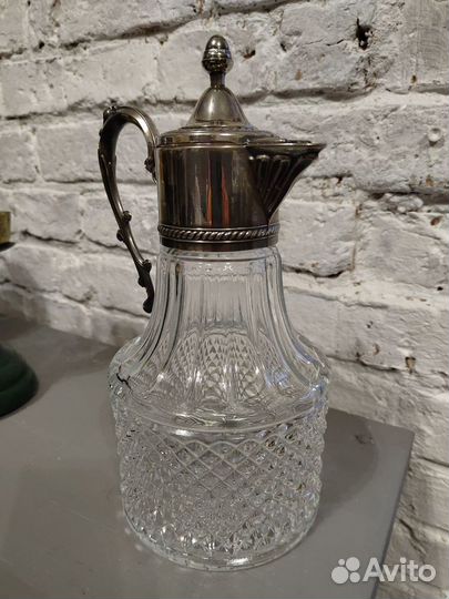 Редкий графин кувшин хрусталь серебрение