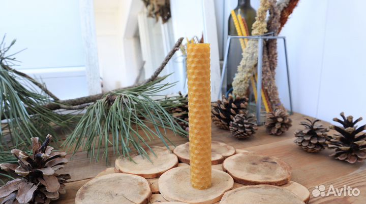 Свеча столовая из вощины высота 13 см, диаметр 1,5