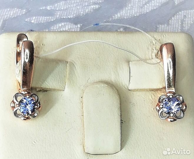 Серьги серебро танзанит С258