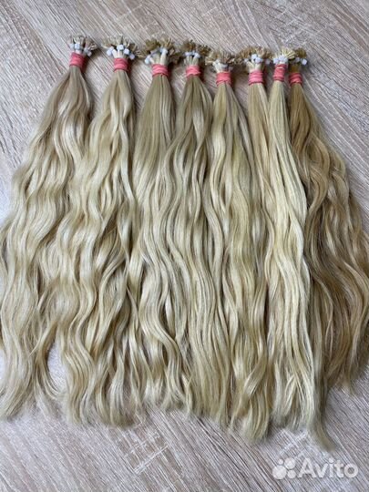 Славянские волосы на mini капсулах, блонд