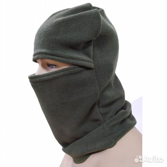 Маска балаклава флис, полушерсть олива/черная/кмф