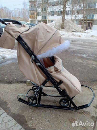 Детские санки коляска с колесами